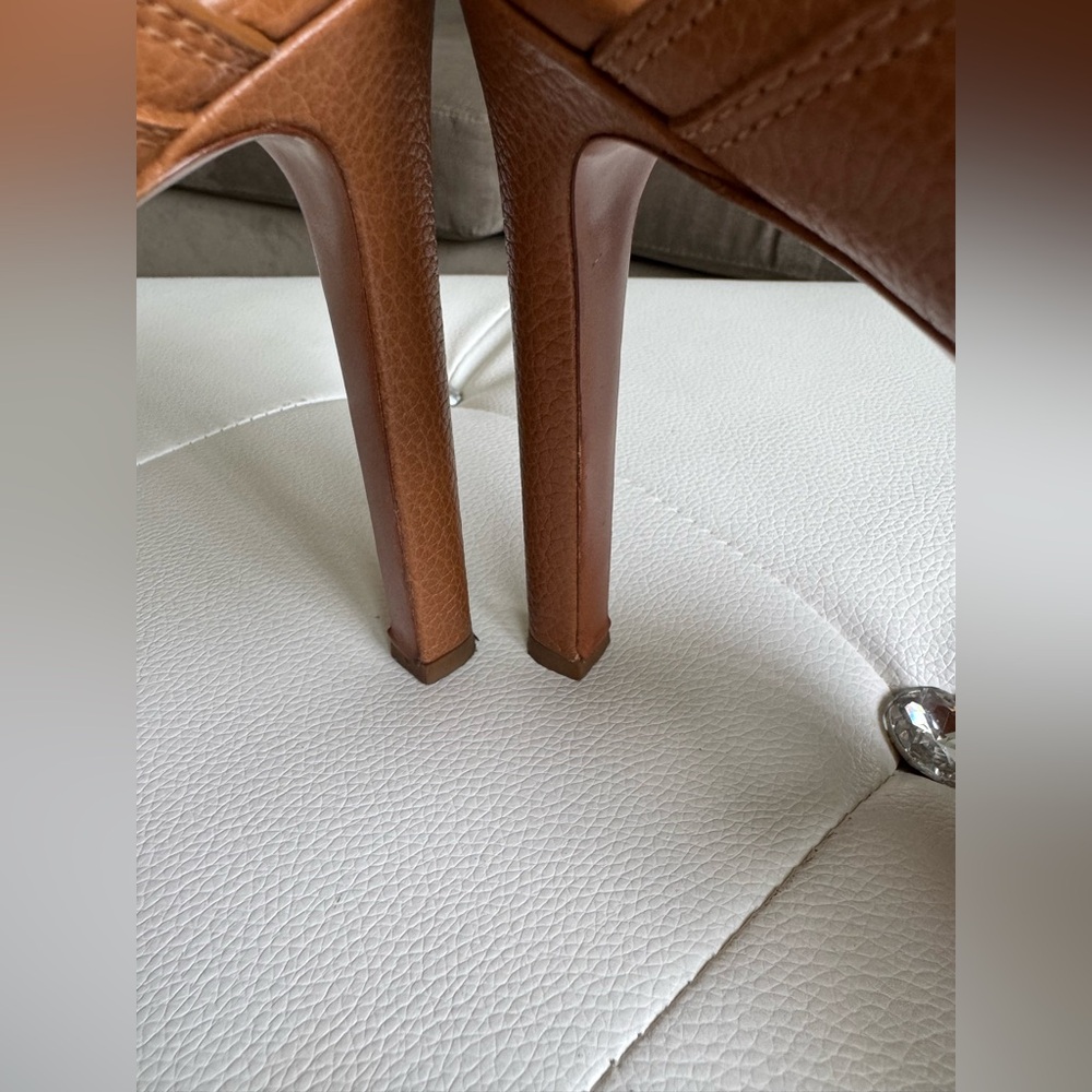 Louis Vuitton Horizon Leather Platform Sandal Heels Brown Cognac Size 38 Size 8 - Picture 16 of 17